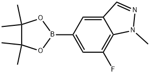 7-fluoro-1-methyl-5-(4,4,5,5-tetramethyl-1,3,2-dioxaborolan-2-yl)-1H-indazole 구조식 이미지
