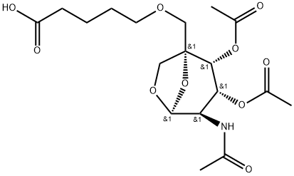 5-{((lS.2R,3R.4R,5S)-4-(acetylaniino)-2.3-bis(acetyloxy)-6,8-dioxabicyclo[3.2.1]cx:t-1-yl]methoxy}pentanoic acid Structure