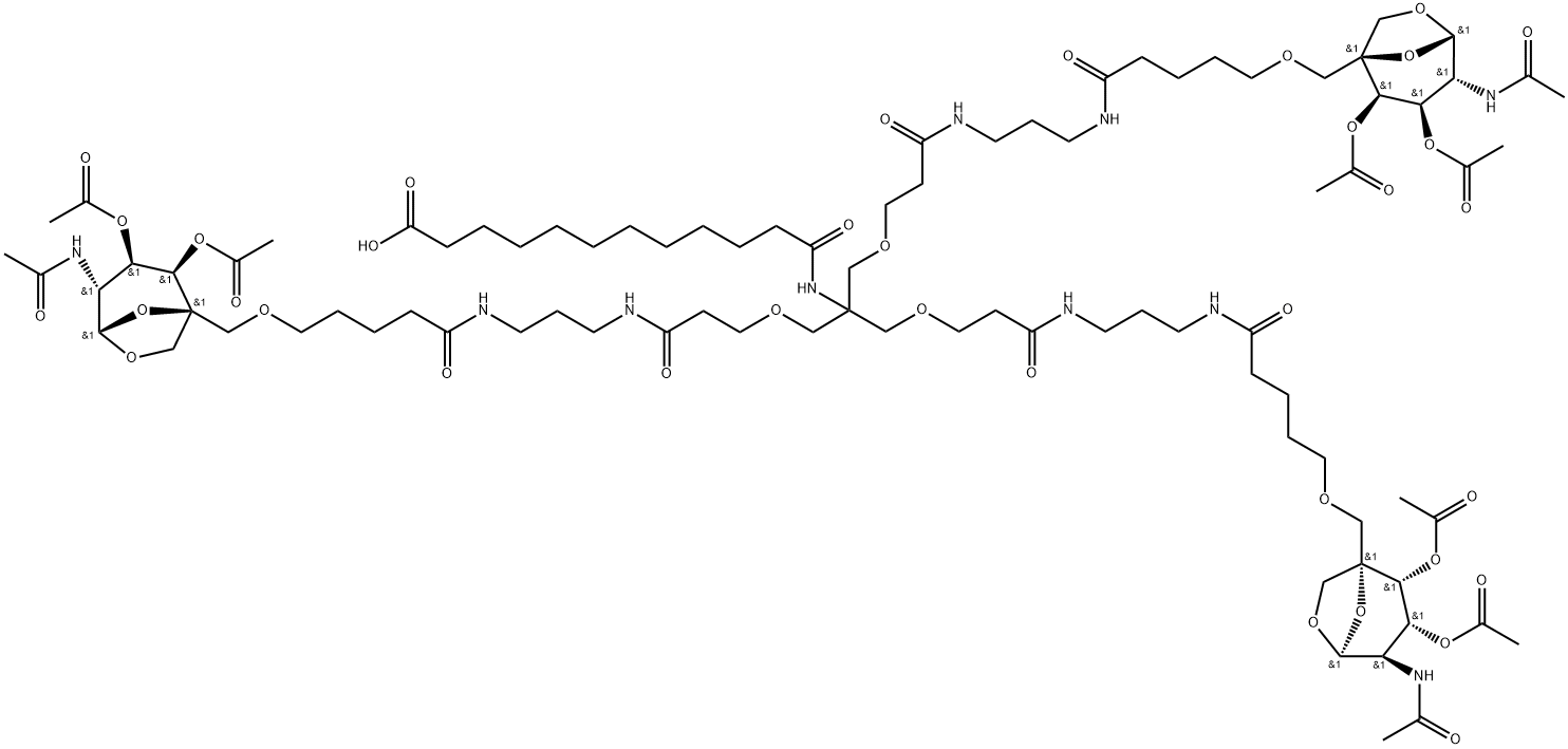 (1 S,2R,3Rf4R,5S)-4-(acetylamino)-2,3-bis(acetyloxy)-6,8-dioxabicyclo[3.2.1 ]oct-1 -yl]-5,11 -dioxo-2,16-dioxa-6,10-diazaheptadec-1-yl)-7,13,20-trioxo-2,16-dioxa-8.12,19-triazahentriacontan-31-oic acid Structure