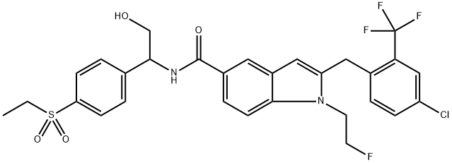 2-(4-Chloro-2-trifluoromethyl-benzyl)-1-(2-fluoro-ethyl)-1H-indole-5-carboxylic acid [1-(4-ethanesulfonyl-phenyl)-2-hydroxy-ethyl]-amide Structure