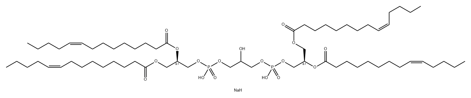 9-Tetradecenoic acid, 1,1',1'',1'''-[(2R,14R)-5,8,11-trihydroxy-5,11-dioxido-4,6,10,12-tetraoxa-5,11-diophosphapentadecane-1,2,14,15-tetrayl] ester, sodium salt (1:2), (9Z,9'Z,9''Z,9'''Z)- Structure