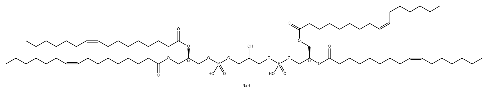 9-Hexadecenoic acid, 1,1',1'',1'''-[(2R,14R)-5,8,11-trihydroxy-5,11-dioxido-4,6,10,12-tetraoxa-5,11-diophosphapentadecane-1,2,14,15-tetrayl] ester, sodium salt (1:2), (9Z,9'Z,9''Z,9'''Z)- Structure