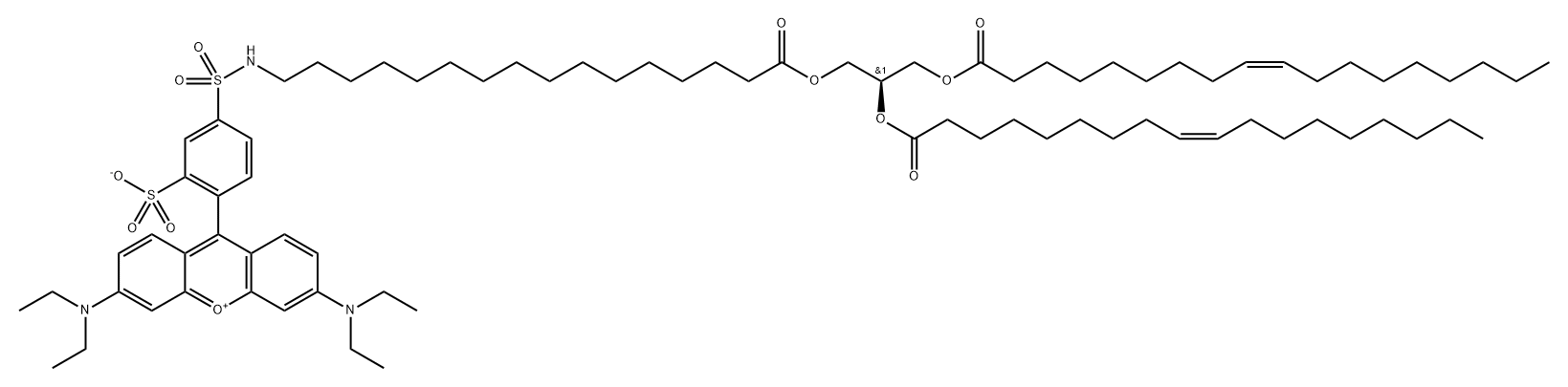 Xanthylium, 9-[4-[[[16-[(2S)-2,3-bis[[(9Z)-1-oxo-9-octadecen-1-yl]oxy]propoxy]-16-oxohexadecyl]amino]sulfonyl]-2-sulfophenyl]-3,6-bis(diethylamino)-, inner salt Structure