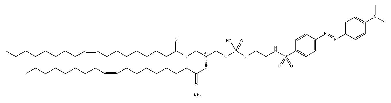 9-Octadecenoic acid (9Z)-, 1,1'-[(1R)-1-[[[[2-[[[4-[(1E)-2-[4-(dimethylamino)phenyl]diazenyl]phenyl]sulfonyl]amino]ethoxy]hydroxyphosphinyl]oxy]methyl]-1,2-ethanediyl] ester, ammonium salt (1:1) Structure