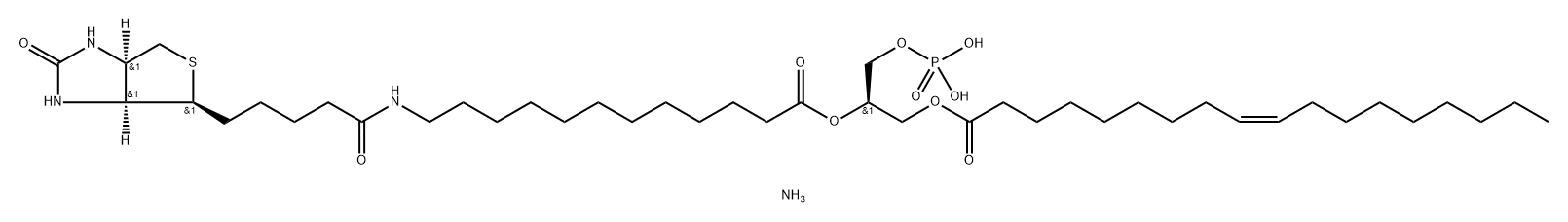 9-Octadecenoic acid (9Z)-, (2R)-2-[[12-[[5-[(3aS,4S,6aR)-hexahydro-2-oxo-1H-thieno[3,4-d]imidazol-4-yl]-1-oxopentyl]amino]-1-oxododecyl]oxy]-3-(phosphonooxy)propyl ester, ammonium salt (1:1) Structure