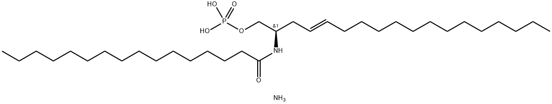 Hexadecanamide, N-[(1R,3E)-1-[(phosphonooxy)methyl]-3-heptadecen-1-yl]-, ammonium salt (1:1) Structure