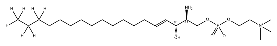 Ethanaminium, 2-[[[[(2S,3R,4E)-2-amino-3-hydroxy-4-octadecen-1-yl-16,16,17,17,18,18,18-d7]oxy]hydroxyphosphinyl]oxy]-N,N,N-trimethyl-, inner salt Structure