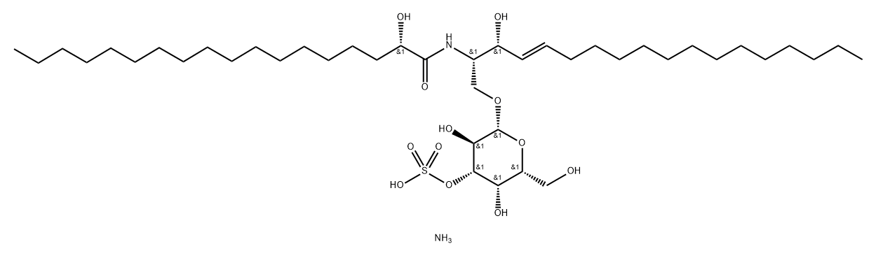 Octadecanamide, 2-hydroxy-N-[(1S,2R,3E)-2-hydroxy-1-[[(3-O-sulfo-β-D-galactopyranosyl)oxy]methyl]-3-heptadecen-1-yl]-, ammonium salt (1:1), (2S)- 구조식 이미지