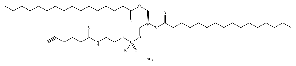 Hexadecanoic acid, 1,1'-[(1R)-1-(3-hydroxy-3-oxido-8-oxo-2,4-dioxa-7-aza-3-phosphatridec-12-yn-1-yl)-1,2-ethanediyl] ester, ammonium salt (1:1) Structure