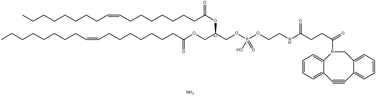 9-Octadecenoic acid (9Z)-, 1,1'-[(1R)-1-[11-(11,12-didehydrodibenz[b,f]azocin-5(6H)-yl)-3-hydroxy-3-oxido-8,11-dioxo-2,4-dioxa-7-aza-3-phosphaundec-1-yl]-1,2-ethanediyl] ester, ammonium salt (1:1) Structure