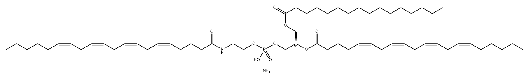 5,8,11,14-Eicosatetraenoic acid, (1R,13Z,16Z,19Z,22Z)-4-hydroxy-4-oxido-9-oxo-1-[[(1-oxohexadecyl)oxy]methyl]-3,5-dioxa-8-aza-4-phosphaoctacosa-13,16,19,22-tetraen-1-yl ester, ammonium salt (1:1), (5Z,8Z,11Z,14Z)- Structure