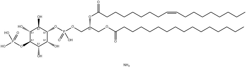 D-myo-Inositol, 4-(dihydrogen phosphate) 1-[(2R)-3-[(1-oxohexadecyl)oxy]-2-[[(9Z)-1-oxo-9-octadecen-1-yl]oxy]propyl hydrogen phosphate], ammonium salt (1:2) Structure