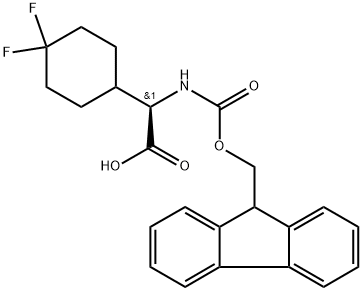 Cyclohexaneacetic acid, α-[[(9H-fluoren-9-ylmethoxy)carbonyl]amino]-4,4-difluoro-, (αR)- Structure