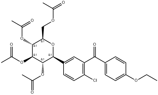 Methanone, [2-chloro-5-(2,3,4,6-tetra-O-acetyl-β-D-glucopyranosyl)phenyl](4-ethoxyphenyl)- 구조식 이미지