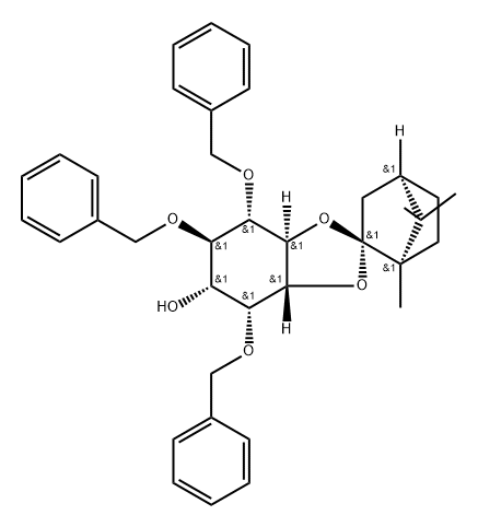 D-myo-Inositol, 2,4,5-tris-O-(phenylmethyl)-1,6-O-(1R,2S,4R)-1,7,7-trimethylbicyclo2.2.1hept-2-ylidene- Structure