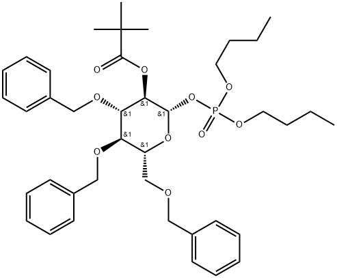 dibutyl 2-O-pivaloyl-3,4,6-tri-O-benzyl-β-D-glucopyranoside phosphate Structure