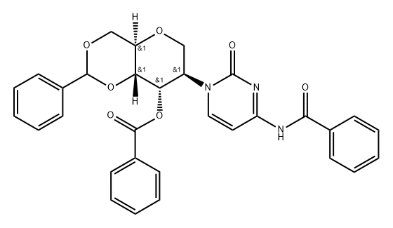 1,5-Anhydro-3-O-benzoyl-4,6-O-benzylidene-2-deoxy-2-(N4-benzoylcytidin-1-yl)-D-altro-hexitol Structure