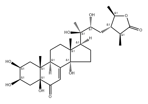 (20R,22R,24S,25S,28R)-2β,3β,5,14,20,22,28-Heptahydroxy-6-oxo-5β-stigmasta-7-ene-27-oic acid γ-lactone Structure