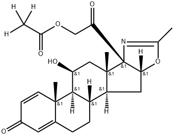 5'H-Pregna-1,4-dieno[17,16-d]oxazole-3,20-dione, 21-(acetyl-2,2,2-d3-oxy)-11-hydroxy-2'-methyl-, (11β,16β)- 구조식 이미지