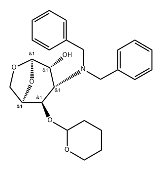 .beta.-D-Gulopyranose, 1,6-anhydro-3-bis(phenylmethyl)amino-3-deoxy-4-O-(tetrahydro-2H-pyran-2-yl)- 구조식 이미지