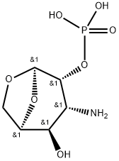 .beta.-D-Gulopyranose, 3-amino-1,6-anhydro-3-deoxy-, 2-(dihydrogen phosphate) Structure