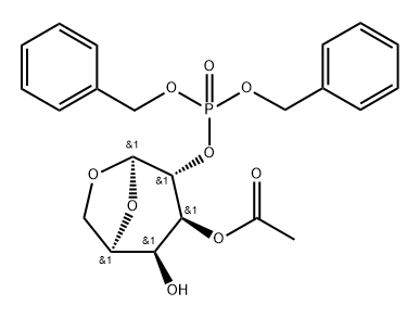 .beta.-D-Galactopyranose, 1,6-anhydro-, 3-acetate 2-bis(phenylmethyl) phosphate Structure