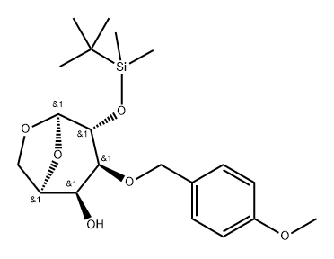 .beta.-D-Galactopyranose, 1,6-anhydro-2-O-(1,1-dimethylethyl)dimethylsilyl-3-O-(4-methoxyphenyl)methyl- Structure