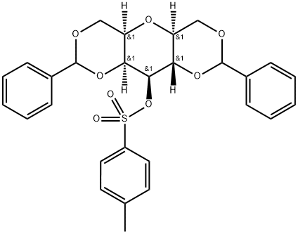 L-글리세로-L-갈락토-헵티톨,2,6-안하이드로-1,3:5,7-비스-O-(페닐메틸렌)-,4-메틸벤젠설포네이트 구조식 이미지