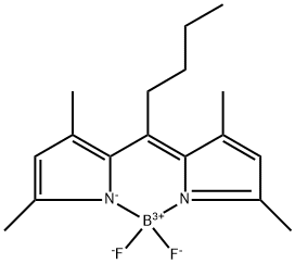 Boron, [2-[1-(3,5-dimethyl-2H-pyrrol-2-ylidene-κN)pentyl]-3,5-dimethyl-1H-pyrrolato-κN]difluoro-, (T-4)- Structure