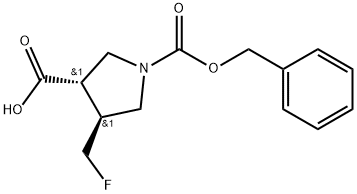 1-(Phenylmethyl) (3S,4S)-4-(fluoromethyl)-1,3-pyrrolidinedicarboxylate 구조식 이미지