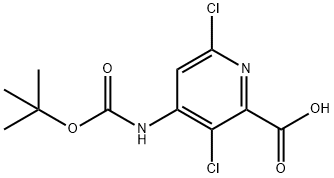 4-((tert-Butoxycarbonyl)amino)-3,6-dichloropicolinic acid 구조식 이미지