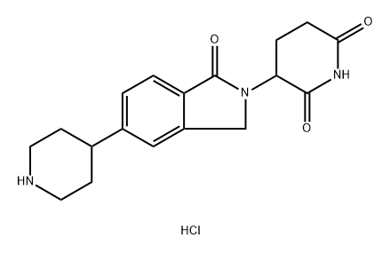 2,6-Piperidinedione, 3-[1,3-dihydro-1-oxo-5-(4-piperidinyl)-2H-isoindol-2-yl]-, hydrochloride (1:1) 구조식 이미지