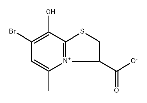 7-Bromo-3-carboxylato-2,3-dihydro-8-hydroxy-5-methylthiazolo[3,2-a]pyridinium 구조식 이미지