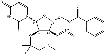 Uridine, 3'-?azido-?3'-?deoxy-?2'-?O-?(1,?1-?difluoro-?2-?methoxyethyl)?-?, 5'-?benzoate 구조식 이미지