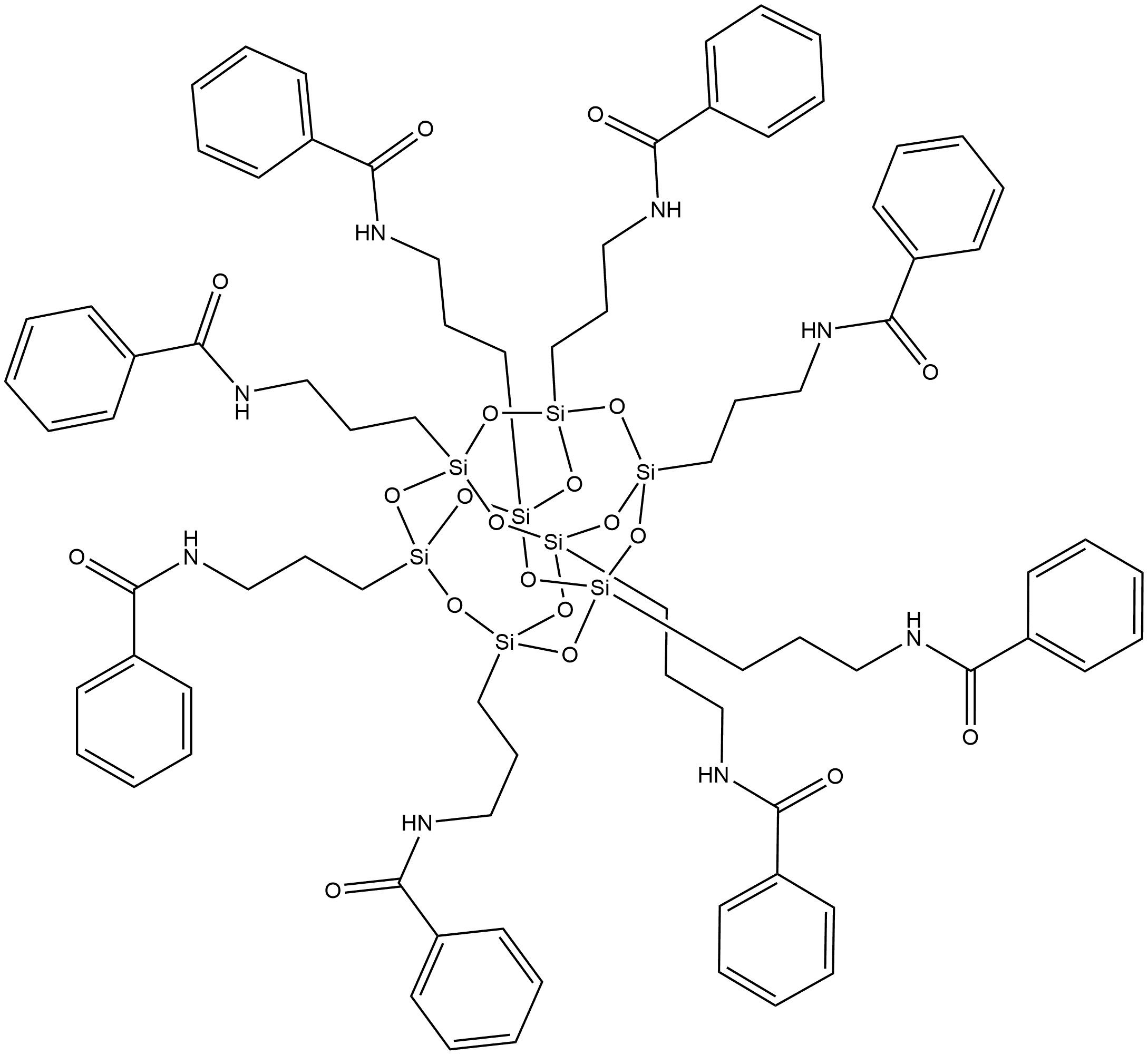 Benzamide, N,N',N'',N''',N'''',N''''',N'''''',N'''''''-(pentacyclo[9.5.1.13,9.15,15.17,13]octasiloxane-1,3,5,7,9,11,13,15-octaylocta-3,1-propanediyl)octakis- (9CI) Structure