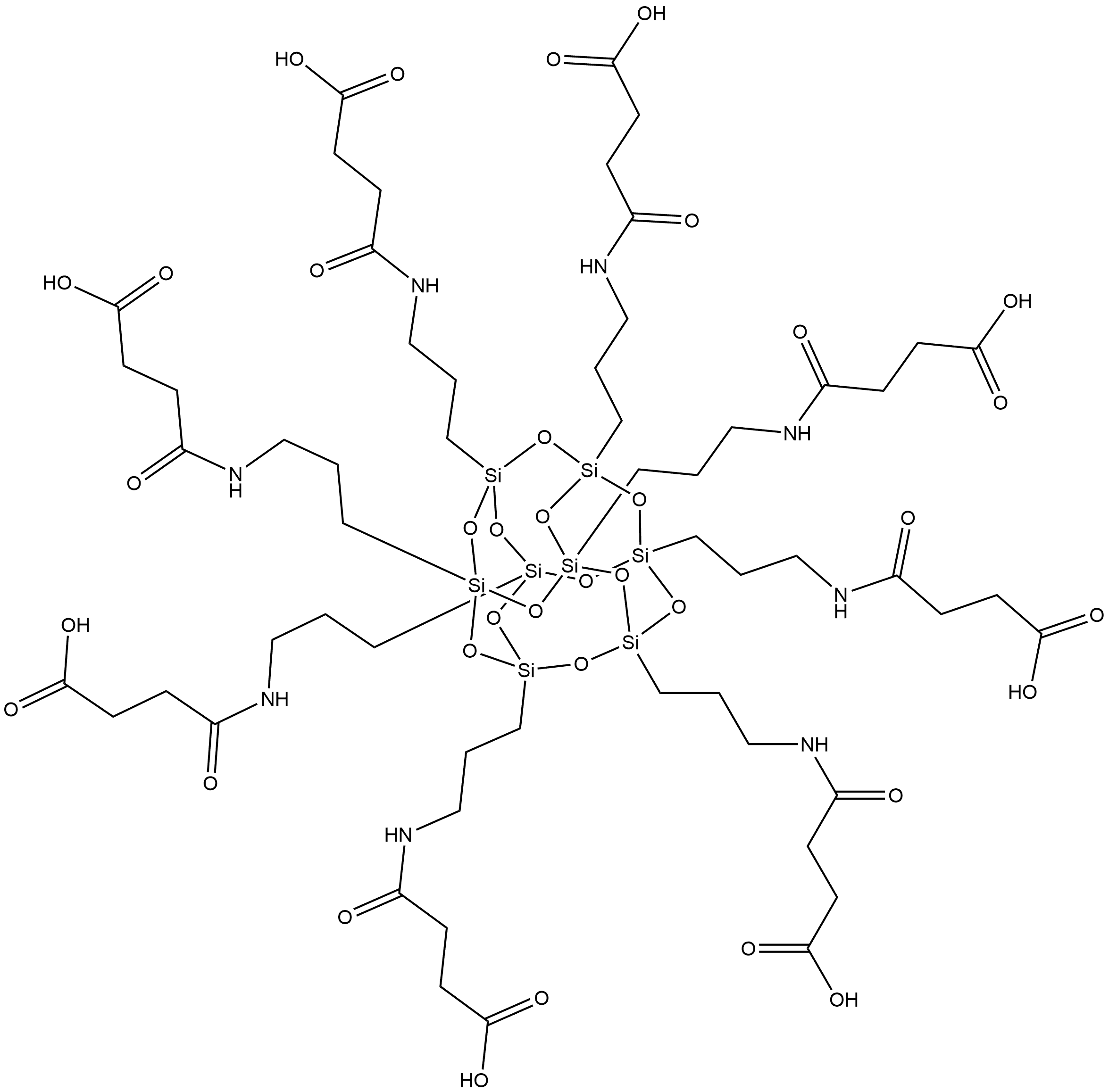 Butanoic acid, 4,4',4'',4''',4'''',4''''',4'''''',4'''''''-[pentacyclo[9.5.1.13,9.15,15.17,13]octasiloxane-1,3,5,7,9,11,13,15-octayloctakis(3,1-propanediylimino)]octakis[4-oxo- Structure