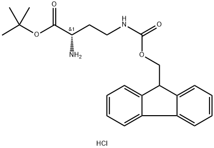 Butanoic acid, 2-amino-4-[[(9H-fluoren-9-ylmethoxy)carbonyl]amino]-, 1,1-dimethylethyl ester, hydrochloride (1:1), (2S)- Structure