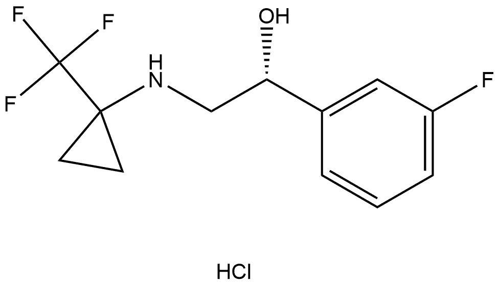 (R)-1-(3-fluorophenyl)-2-((1-(trifluoromethyl)cyclopropyl)amino)ethan-1-ol hydrochloride Structure