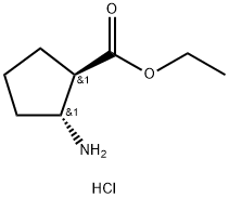 Cyclopentanecarboxylic acid, 2-amino-, ethyl ester, hydrochloride (1:1), (1R,2R)- Structure