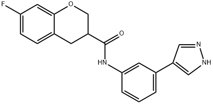 N-(3-(1H-pyrazol-4-yl)phenyl)-7-fluorochroman-3-carboxamideN-(3-(1H-pyrazole-4-yl)phenyl)-7-fluorochromium-3-carboxylic acid amide Structure