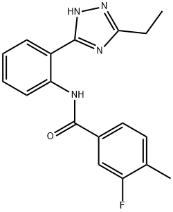 N-[2-(3-Ethyl-1H-1,2,4-triazol-5-yl)phenyl]-3-fluoro-4-methylbenzamide 구조식 이미지