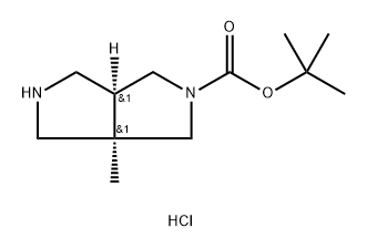 Pyrrolo[3,4-c]pyrrole-2(1H)-carboxylic acid, hexahydro-3a-methyl-, 1,1-dimethylethyl ester, hydrochloride (1:1), (3aR,6aS)- 구조식 이미지