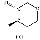 2H-Pyran-3-amine, 4-fluorotetrahydro-, hydrochloride (1:1), (3R,4R)- Structure