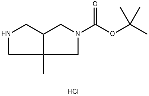 Pyrrolo[3,4-c]pyrrole-2(1H)-carboxylic acid, hexahydro-3a-methyl-, 1,1-dimethylethyl ester, hydrochloride (1:1) Structure