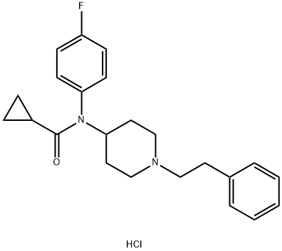 Cyclopropanecarboxamide, N-(4-fluorophenyl)-N-[1-(2-phenylethyl)-4-piperidinyl]-, hydrochloride (1:1) Structure