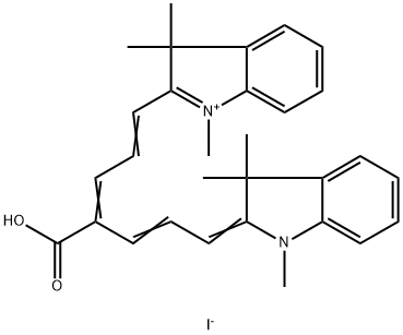 2-[(1E,3Z,5E,7E)-4-Carboxy-7-(1,3,3-trimethyl-1,3-dihydro-2H-indol-2-ylidene)-1,3,5-heptatrien-1-yl]-1,3,3-trimethyl-3H-indolium Iodide 구조식 이미지