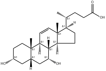 Chol-11-en-24-oic acid, 3,7-dihydroxy-, (3α,5β,7α)- 구조식 이미지