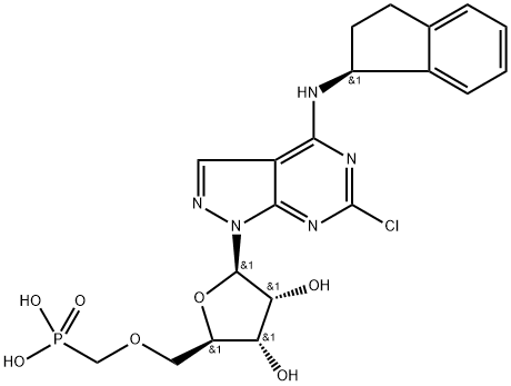 6-Chloro-N-[(1S)-2,3-dihydro-1H-inden-1-yl]-1-[5-O-(phosphonomethyl)-β-D-ribofuranosyl]-1H-pyrazolo[3,4-d]pyrimidin-4-amine Structure