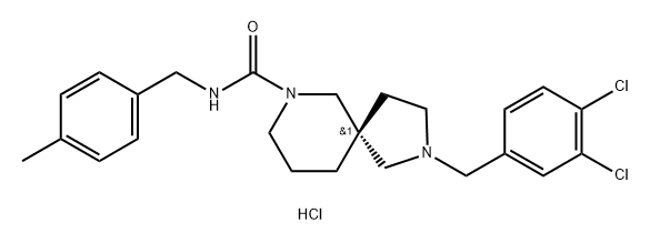 2,7-Diazaspiro[4.5]decane-7-carboxamide, 2-[(3,4-dichlorophenyl)methyl]-N-[(4-methylphenyl)methyl]-, hydrochloride (1:1), (5R)- Structure