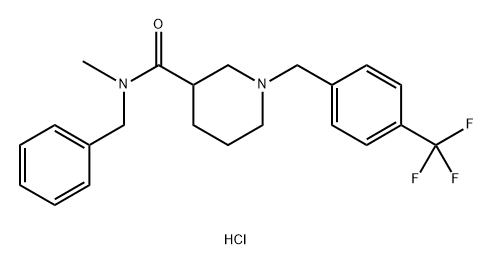3-Piperidinecarboxamide, N-methyl-N-(phenylmethyl)-1-[[4-(trifluoromethyl)phenyl]methyl]-, hydrochloride (1:1) 구조식 이미지